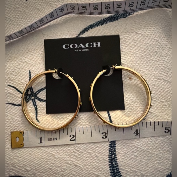 ✨ Authentic Coach Gold Tone Hoop Earrings ✨ - Picture 8 of 9